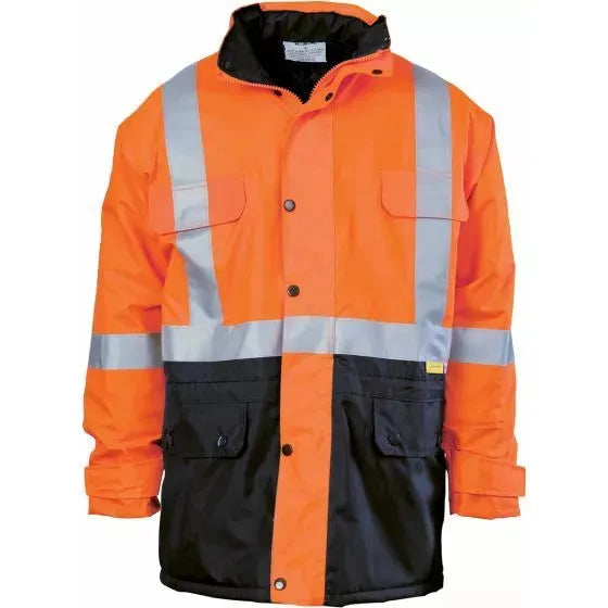 DNC 3863 300D H Style Reflective Long Quilted Jacket Orange Navy 2.1 kg Orange/Navy