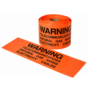 3 Way Mains Marker Tape - (Gas, Electricity & Comms) | 200mm x 500m