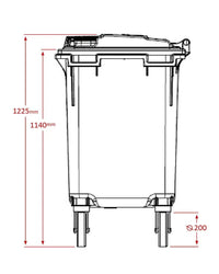 Green Wheelie Bin - 660L Capacity