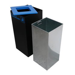 52 Litre Paper Recycling Bin featuring a removable galvanised steel internal liner and Australian standard blue colour-coded lid for cardboard waste.