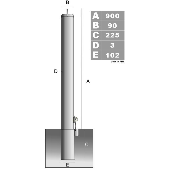 Inground Removable Bollard - 90mm Stainless Steel (Sleeve Lock)