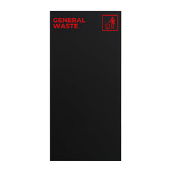 Waste Recycling Station Bin with Red Lid, 52L Matte Black Galvanised Steel General Waste Bin for Offices and Schools