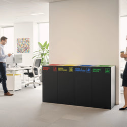52 Litre Paper Recycling Bin featuring a removable galvanised steel internal liner and Australian standard blue colour-coded lid for cardboard waste.