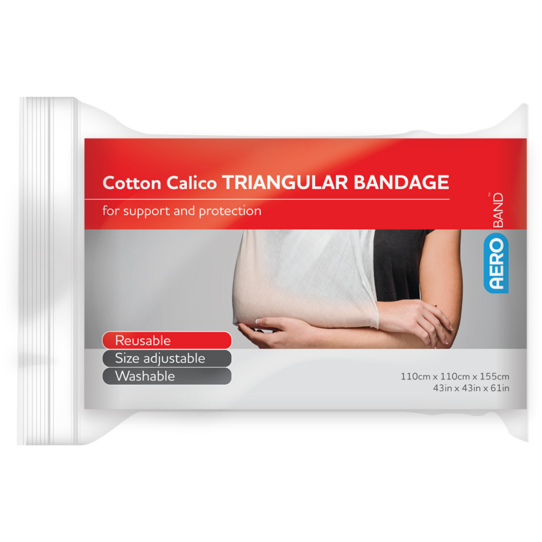 AEROBAND Cotton Calico Triangular Bandage 110 x 110 x 155cm Bag/10