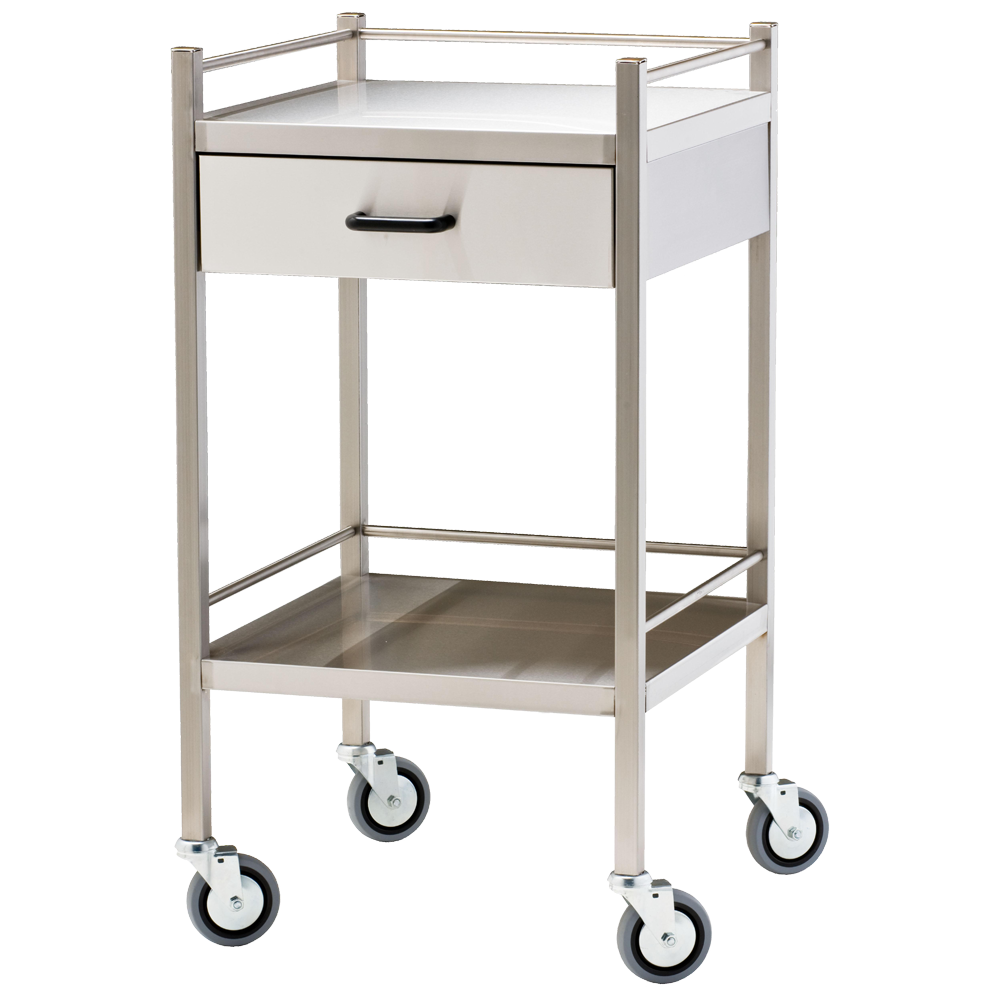 Small Stainless Steel Trolley with Drawer 50 x 50 x 97cm