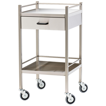 Small Stainless Steel Trolley with Drawer 50 x 50 x 97cm