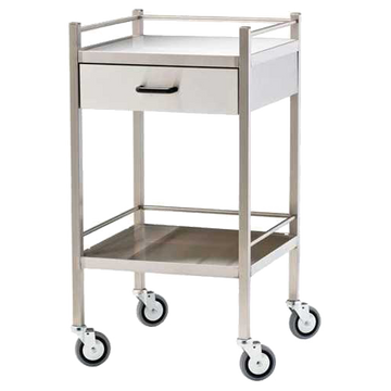 Medium Stainless Steel Trolley with Drawer 60 x 50 x 97cm