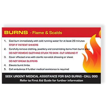 AEROGUIDE Burns First Aid Card