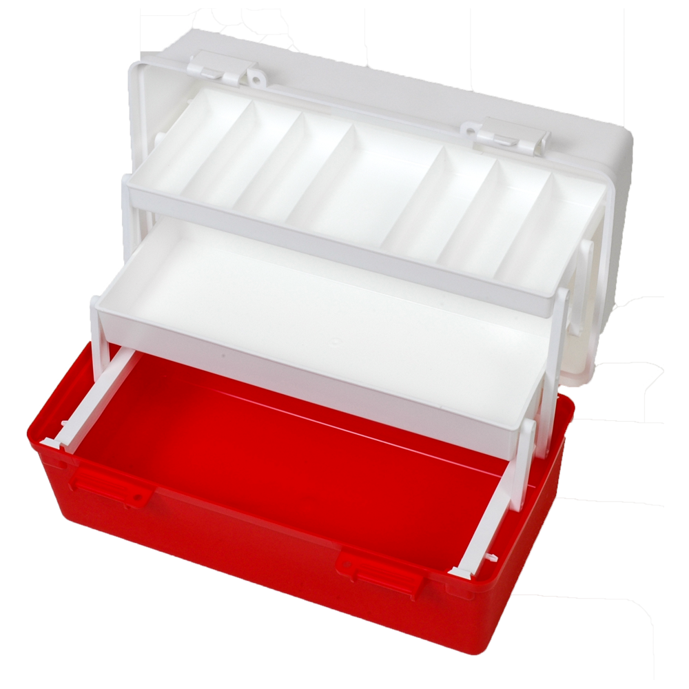 AEROCASE Red and White Plastic Tacklebox with 2 Trays 20 x 40 x 23cm