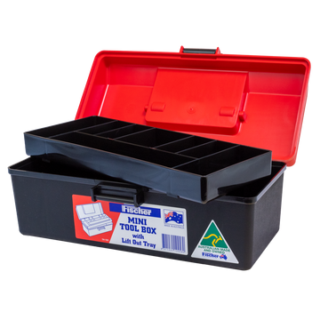 AEROCASE Red and Black Plastic Tacklebox with Liftout Tray 15 x 29 x 11.5cm