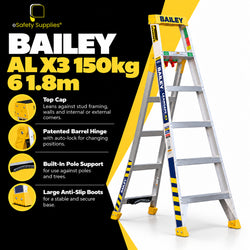 Bailey Leansafe X3 3-in-1 Aluminium Ladder 1.8m 150kg