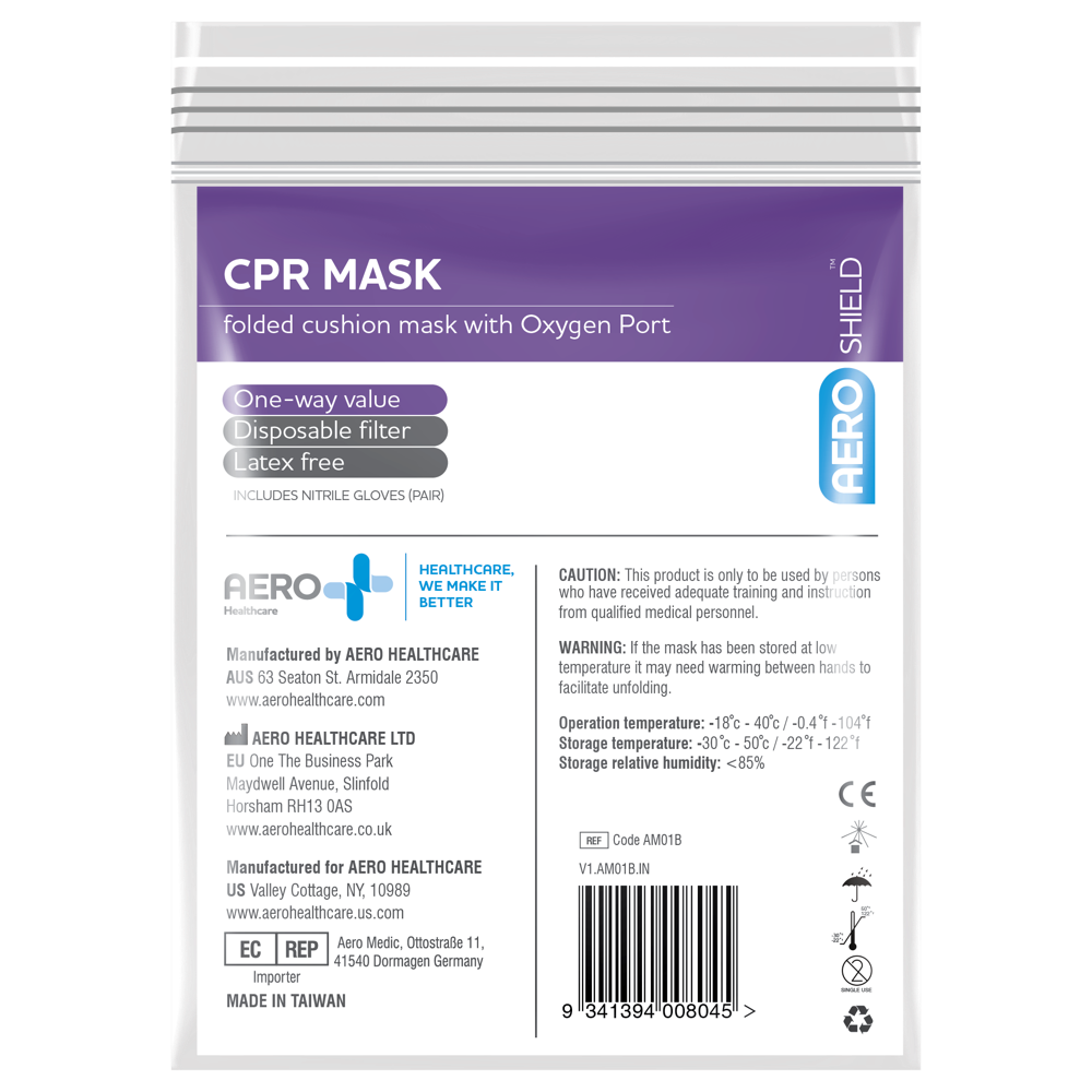 AEROSHIELD CPR Mask in Clear Bag