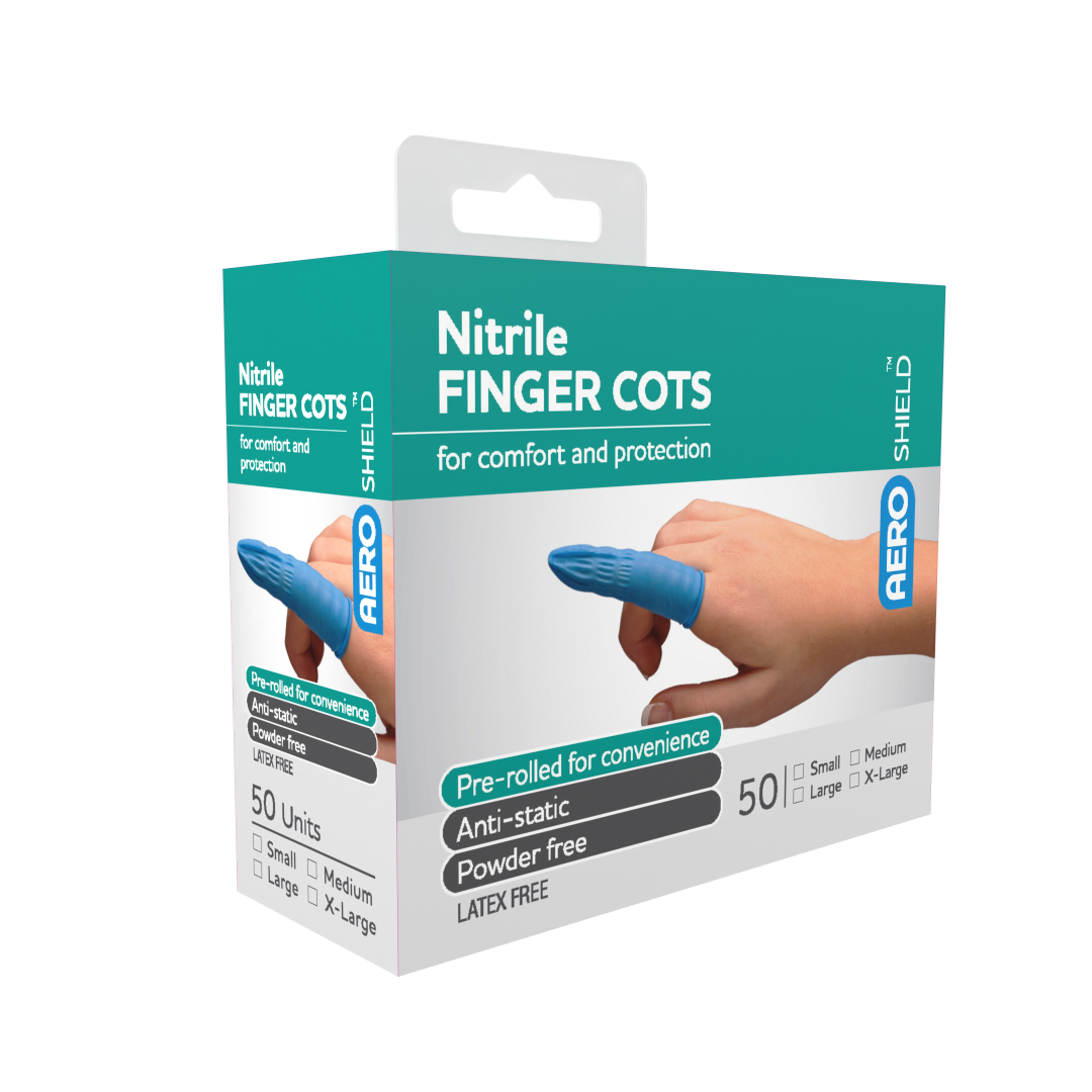 AEROSHIELD Medium Nitrile Finger Cots Box/50