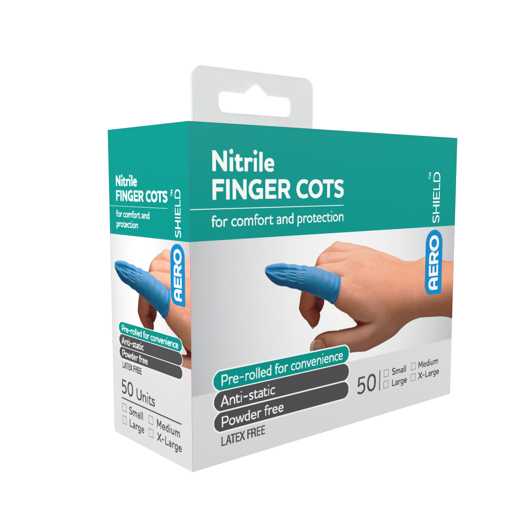 AEROSHIELD Medium Nitrile Finger Cots Box/50