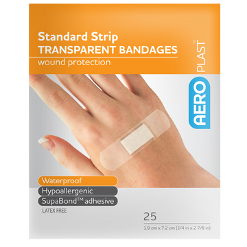 AEROPLAST Transparent Standard Strip 7.2 x 1.9cm Env/25