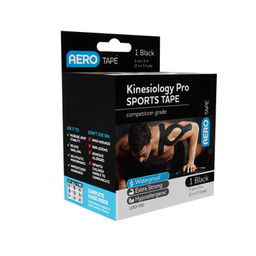 AEROTAPE Black Kinesiology Pro Sports Tape 5cm x 5m