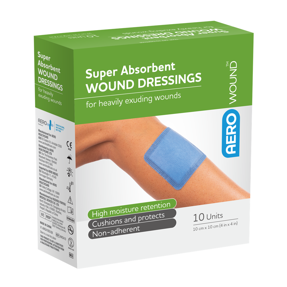 AEROWOUND Super Absorbent Wound Dressing 10 x 10cm Box/10