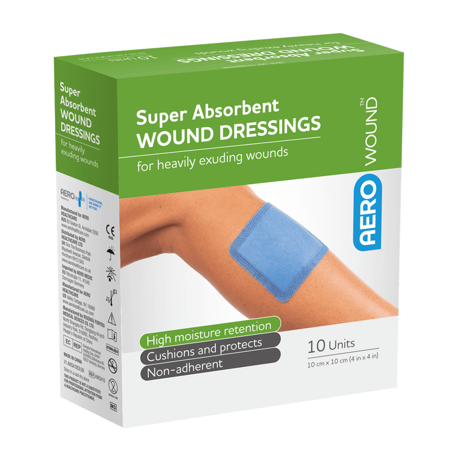 AEROWOUND Super Absorbent Wound Dressing 10 x 10cm Box/10