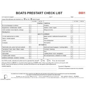 Pre Trip Boat Prestart Checklist Books - Prestart & Safety Logbooks