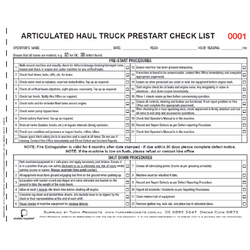 Articulated Haul Truck Prestart Books