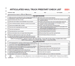 Articulated Haul Truck Prestart Books - Prestart & Safety Logbooks