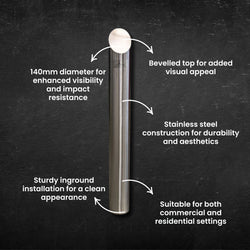 Inground Bevelled Top Bollard - 140mm - Stainless Steel