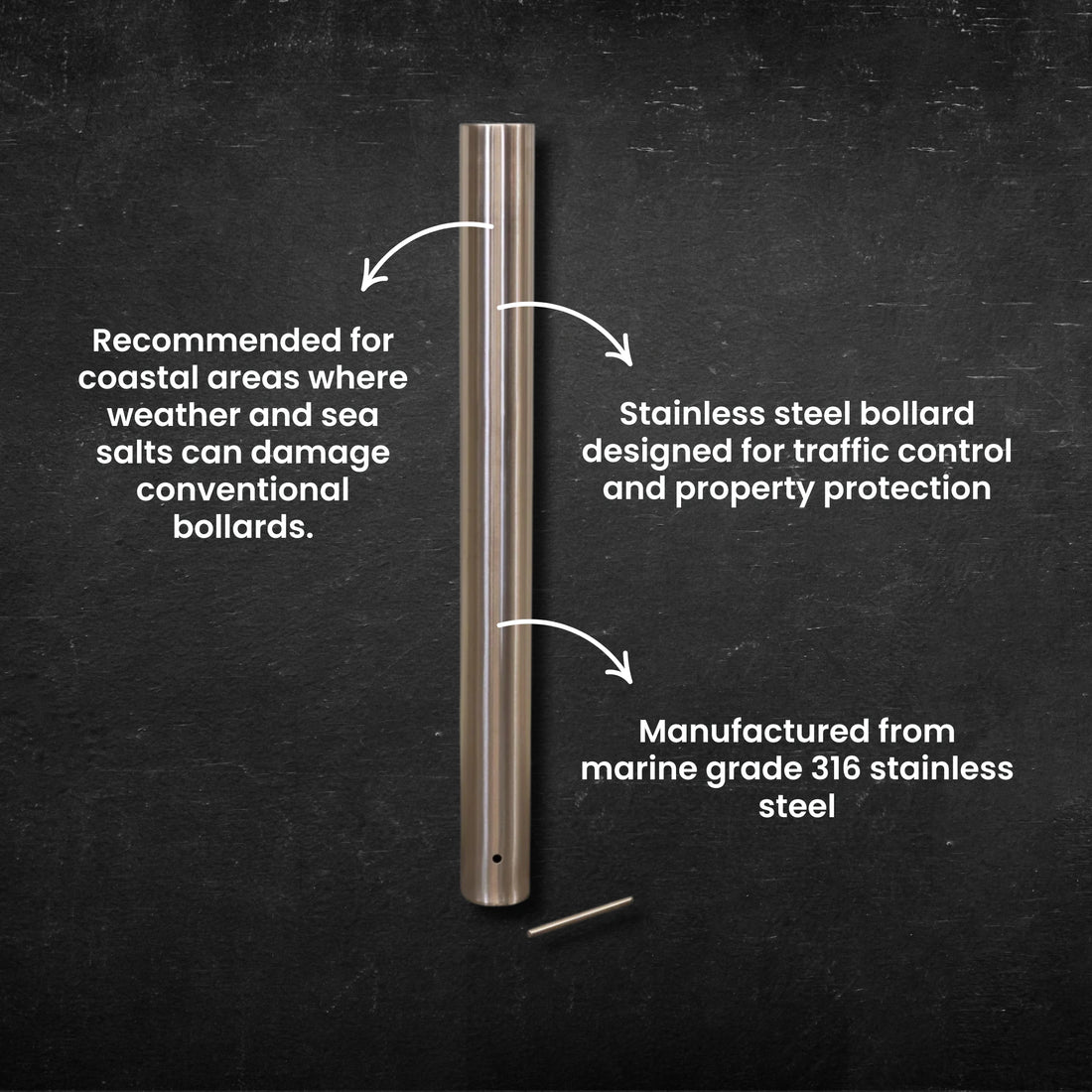 Inground Bollard - 140mm - Stainless Steel 56 kg