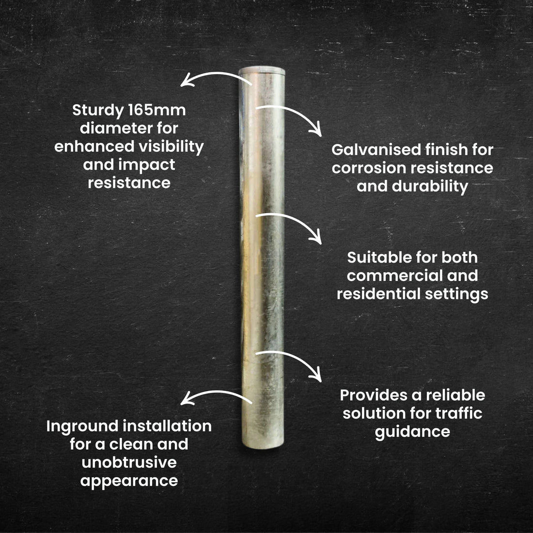 Inground Bollard – 165mm – Galvanised 70 kg
