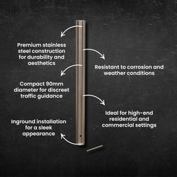 Inground Bollard - 90mm - Stainless Steel