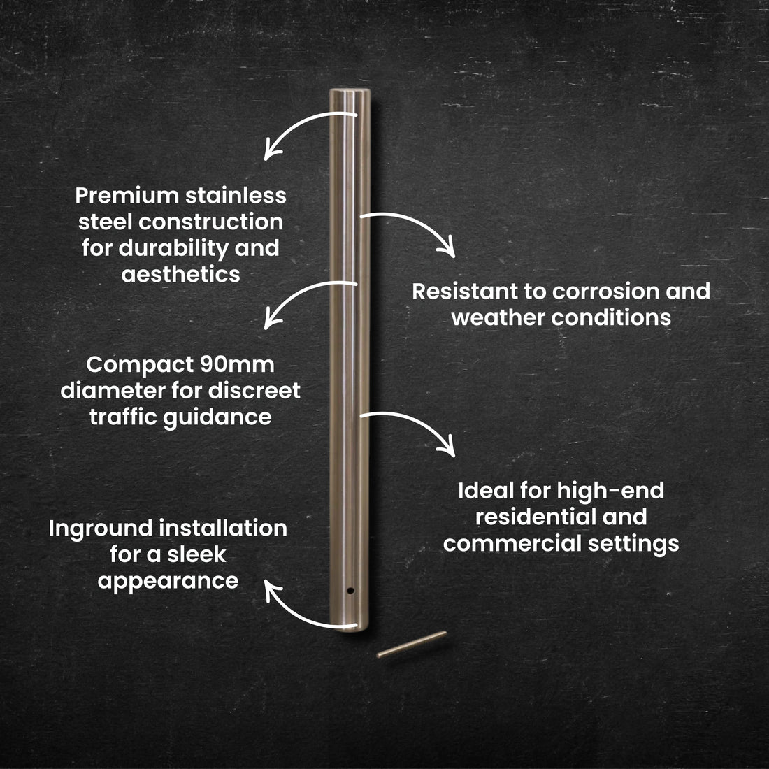 Inground Bollard - 90mm - Stainless Steel 49 kg