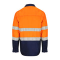 Norss 3 Way Ventilate HiVis Two Tone 145gsm Reflective Cotton Drill Shirt Long Sleeve 2.1 kg Orange/Navy