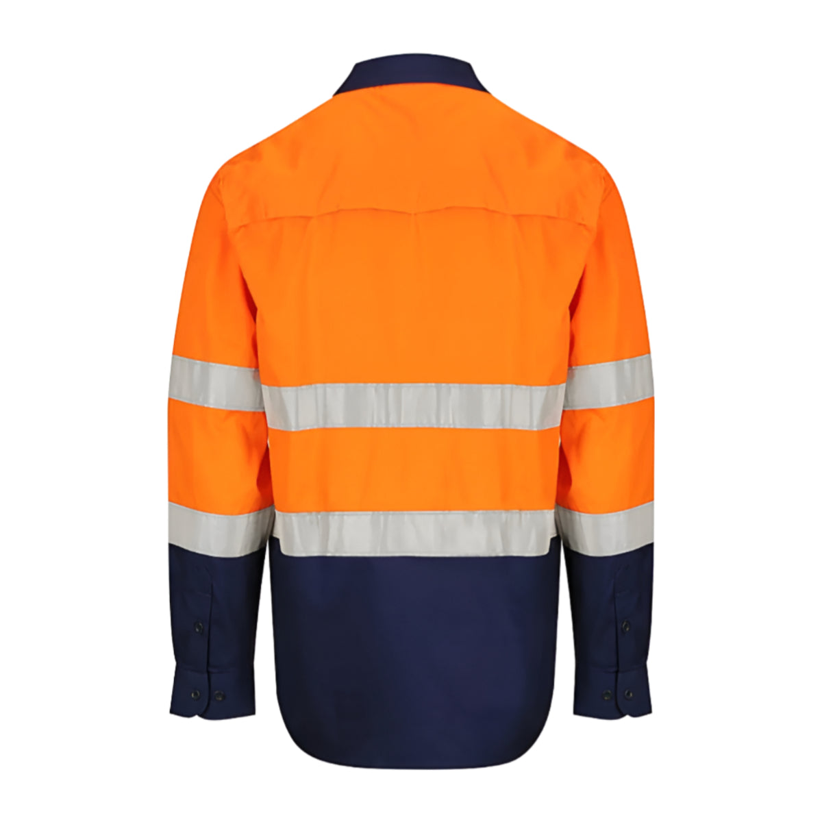 Norss 3 Way Ventilate HiVis Two Tone 145gsm Reflective Cotton Drill Shirt Long Sleeve 2.1 kg Orange/Navy