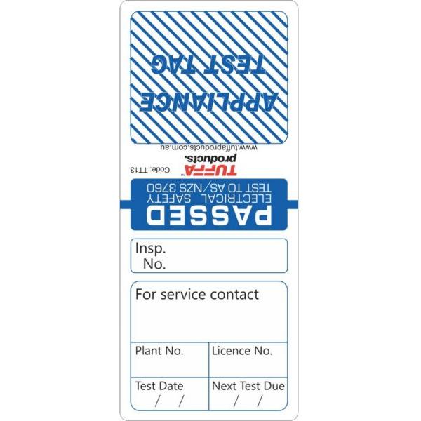 Test & Tag Red - 180mm x 32mm (Packs of 100) 0.525 kg Color Blue TT13