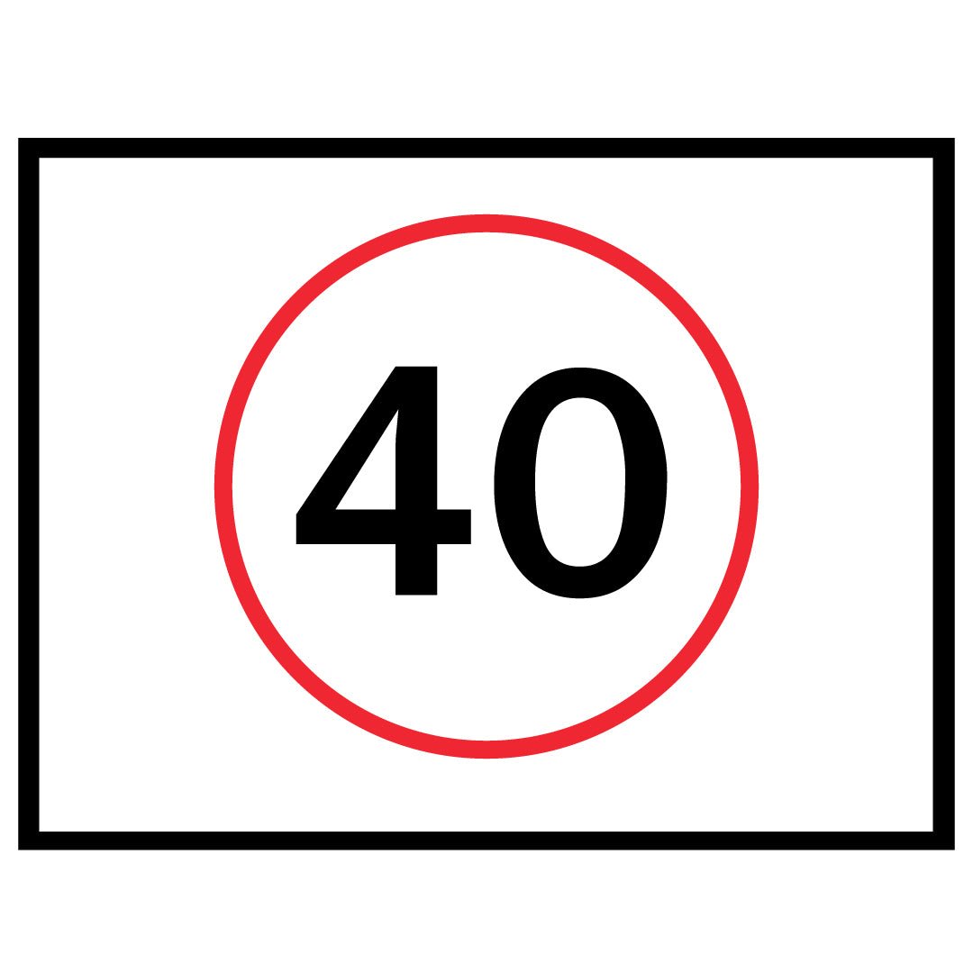 Boxed Edge Sign - Speed Sign 40KM/H (Landscape) -1200 x 900mm