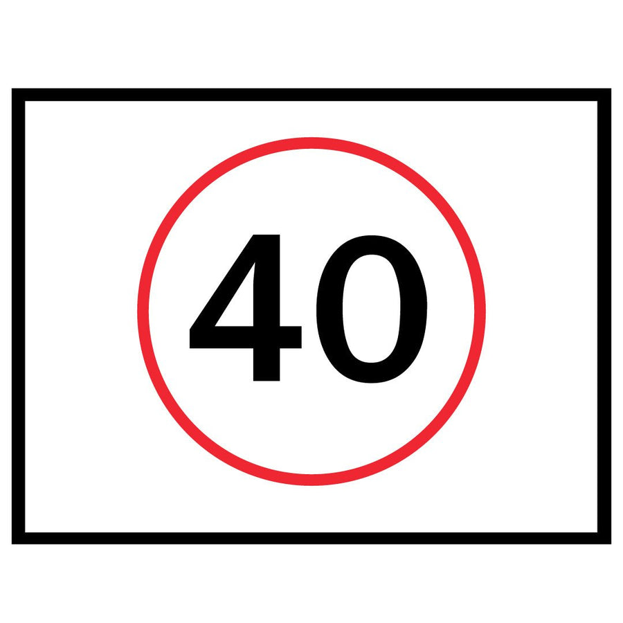 40kph Sticker 40 KM/H Speed Sign Boxed edge (Landscape) | eSafety Supplies – eSafety ...