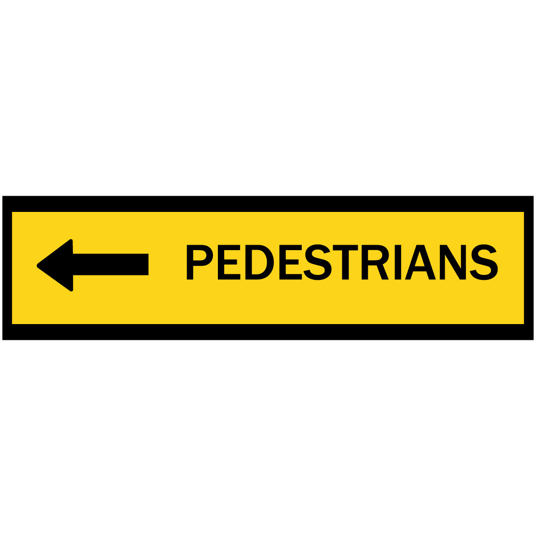 Boxed Edge Road Sign - Pedestrians - Left Arrow - 1200 x 300mm