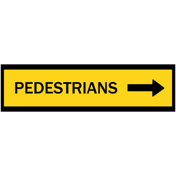 Boxed Edge Road Sign - Pedestrians - Right Arrow - 1200 x 300mm