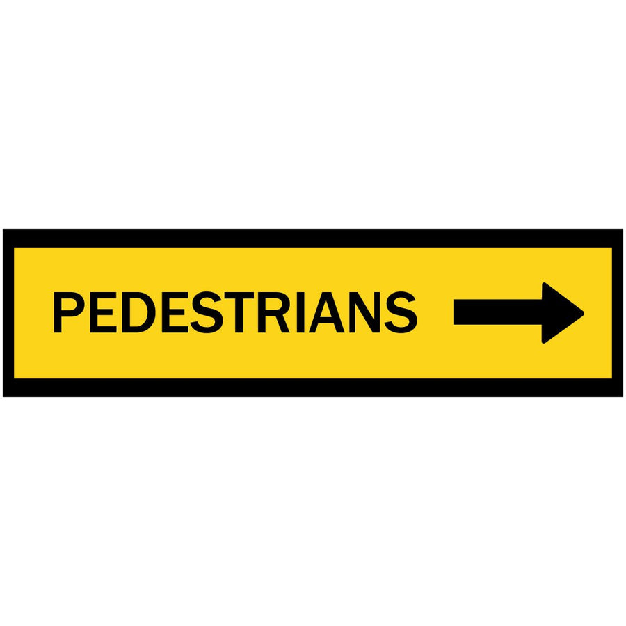 Boxed Edge Road Sign - Pedestrians - Right Arrow - 1200 x 300mm