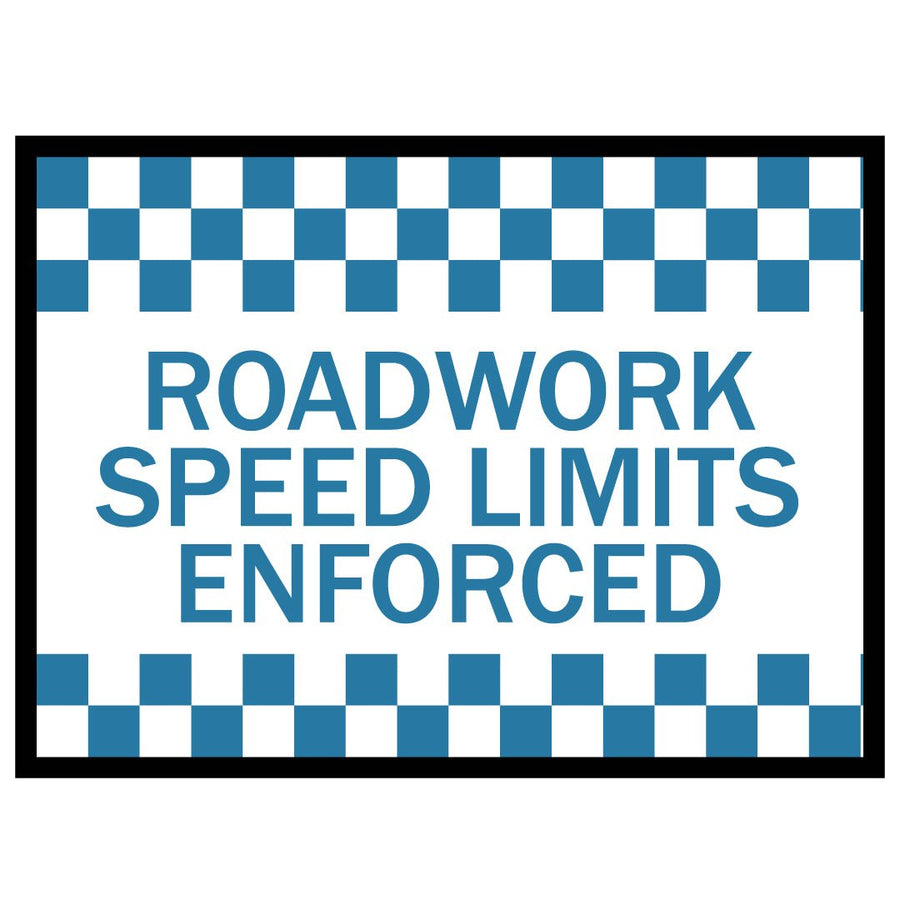 Boxed Edge Sign - Roadwork Speed Limit Enforced - 1800x900mm