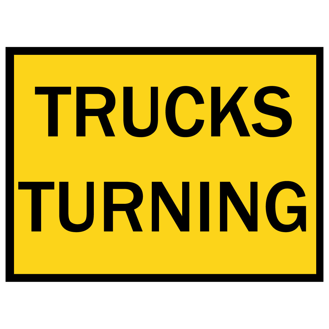 Boxed Edge Sign - Trucks Turning - 1200x900mm