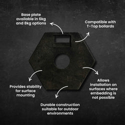 T-Top Bollard - 6kg/8kg Base Plate Only