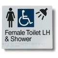 Female Toilet & Shower (Accessible) Sign 3.5 kg size-and-type Female Toilet & Shower (Accessible) RH - 210x180mm BS-FTA-S-RH