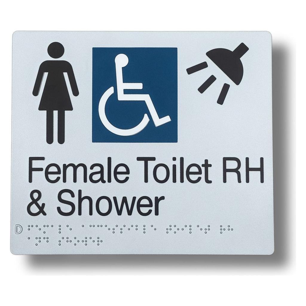 Female Toilet & Shower (Accessible) Sign 3.5 kg size-and-type Female Toilet & Shower (Accessible) - 210x180mm BS-FTA-S