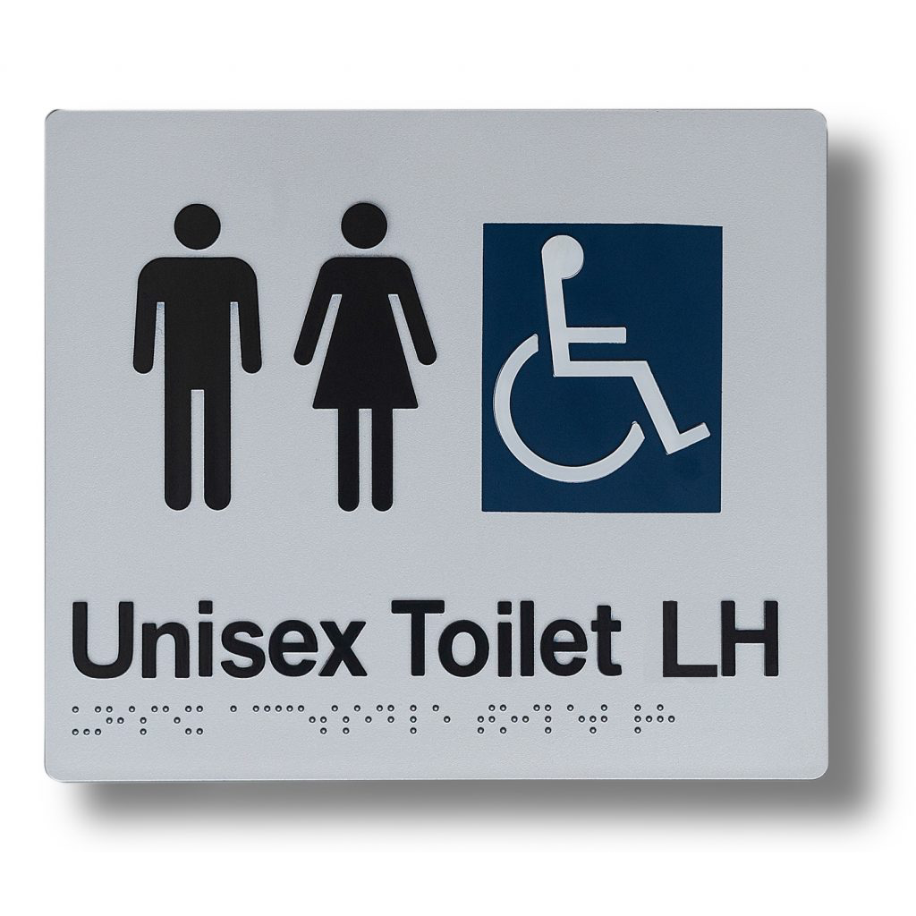 Unisex Toilet (Accessible) Sign 3.5 kg side-and-direction Left Hand Side - Black BS-UTA-LH-B