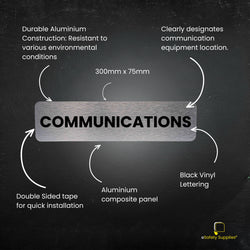 Communications Sign - Brushed Silver