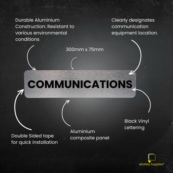 Communications Sign - Brushed Silver