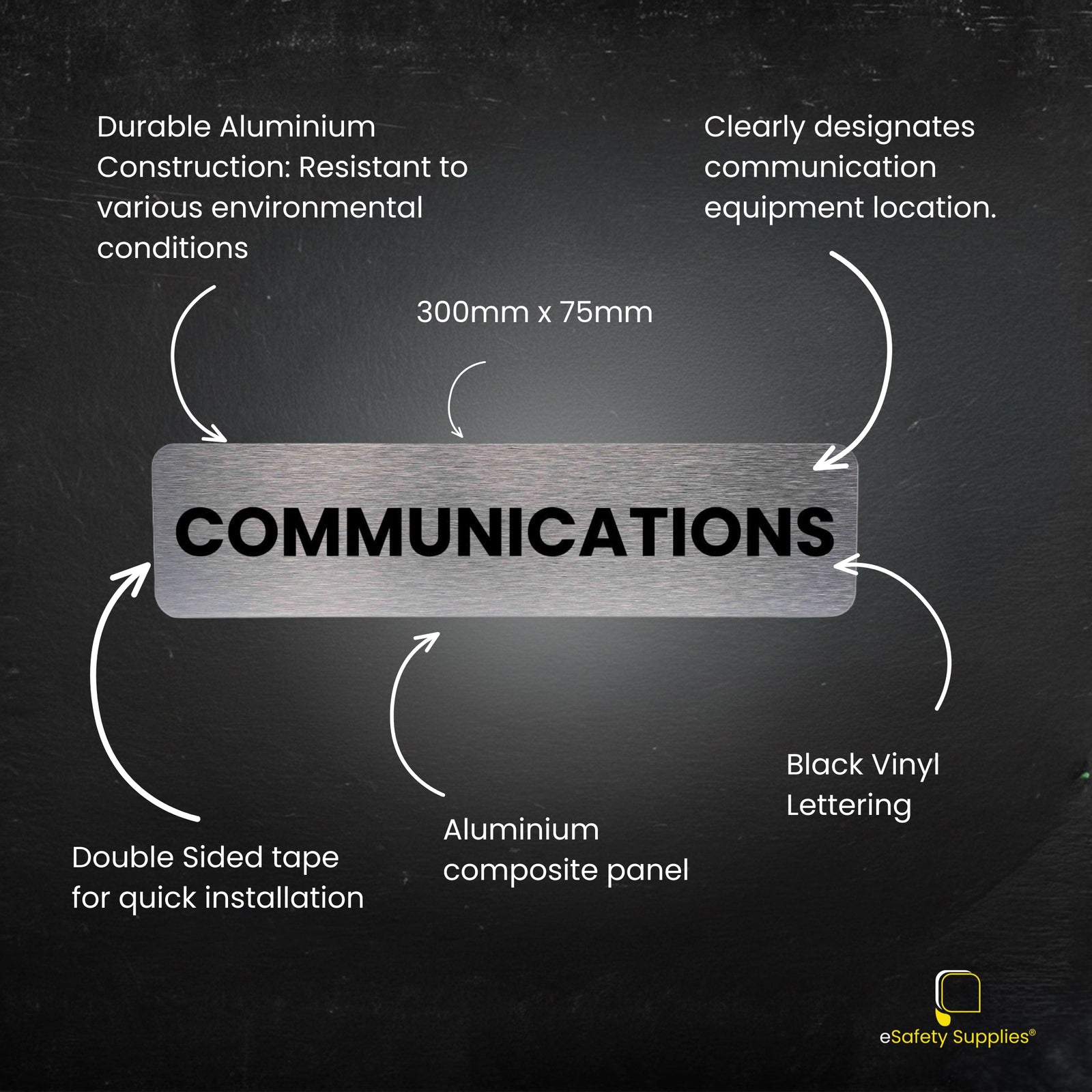 Communications Sign - Brushed Silver