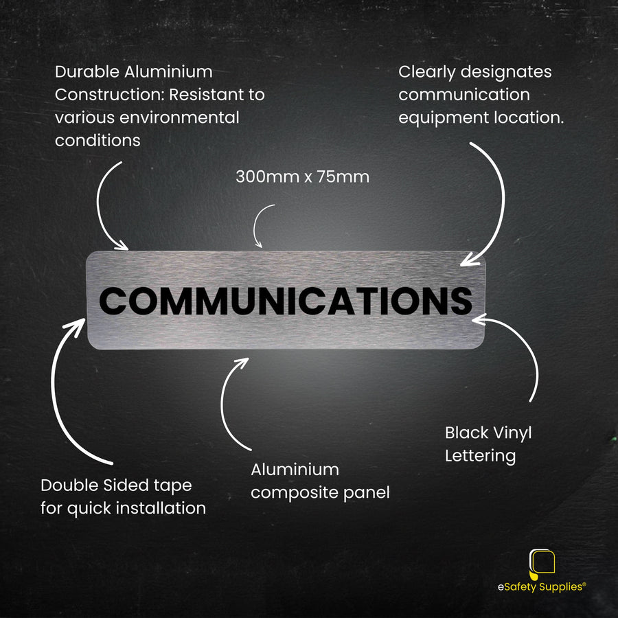 Communications Sign - Brushed Silver