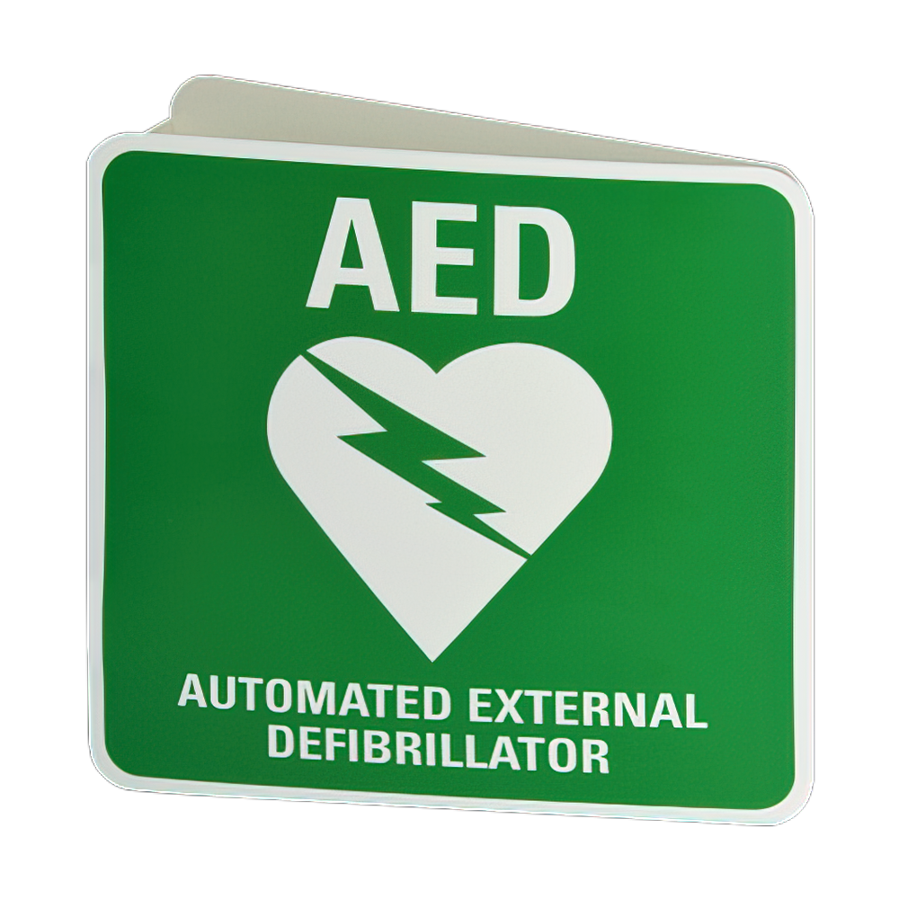 CARDIACT Poly AED Angle Bracket Sign 22.5 x 22.5cm