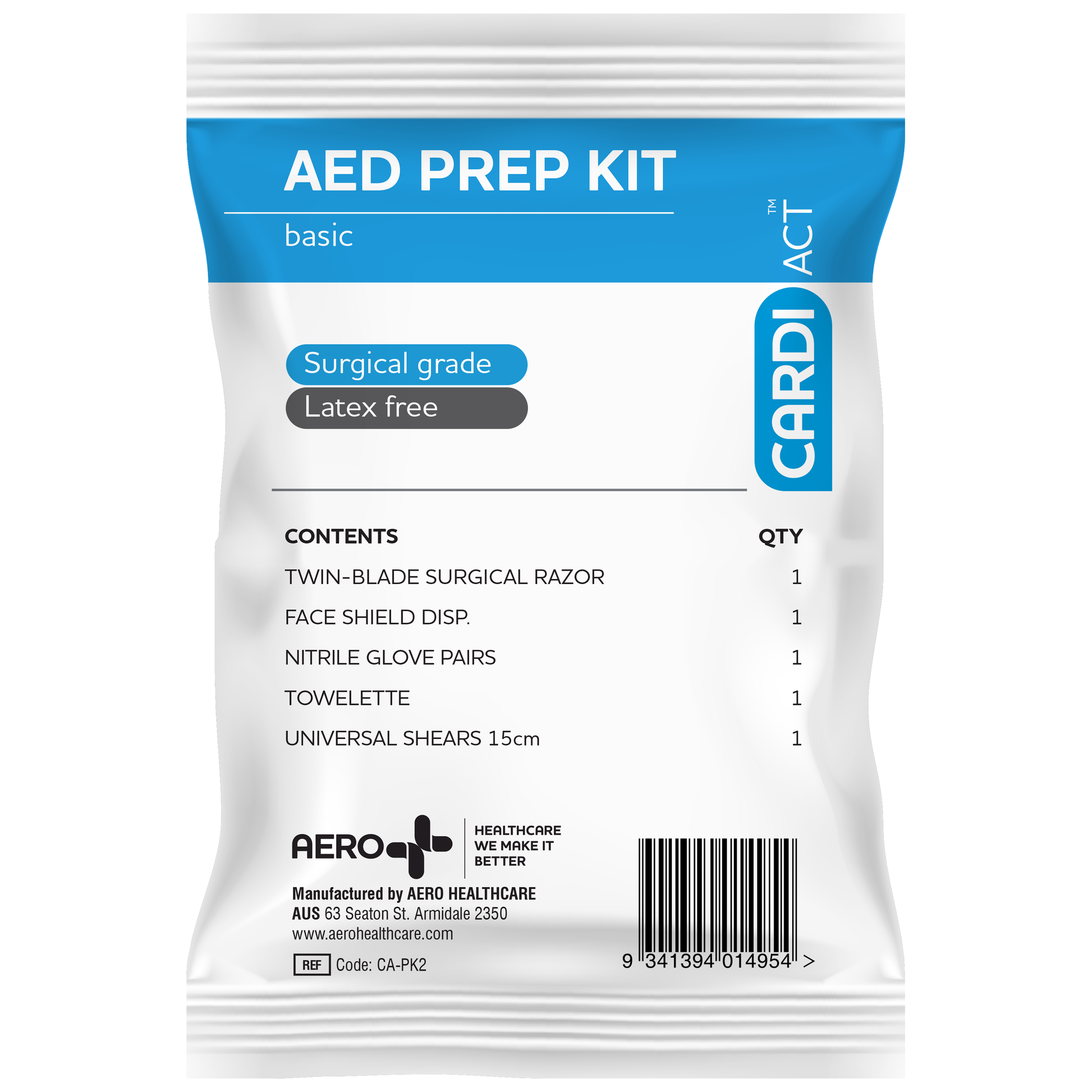 CARDIACT AED Basic Prep Kit 12.5 x 20.5cm